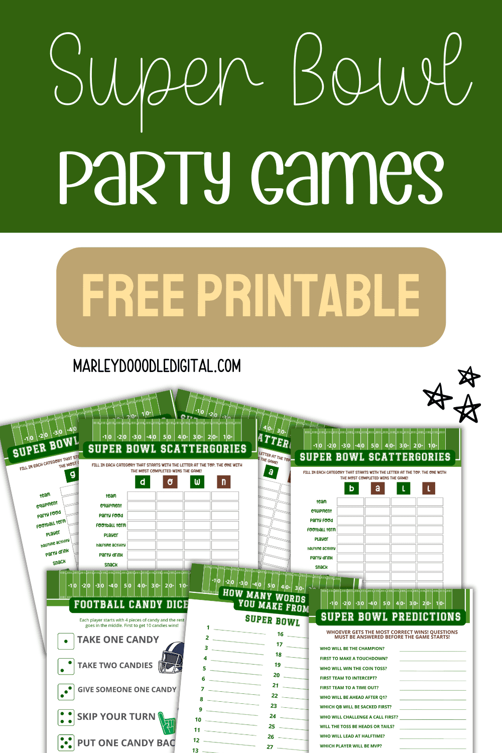 super bowl party game bundle (free printables) - marley doodle digital